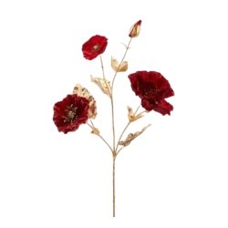Floare artificiala Mac rosu auriu 64 cm