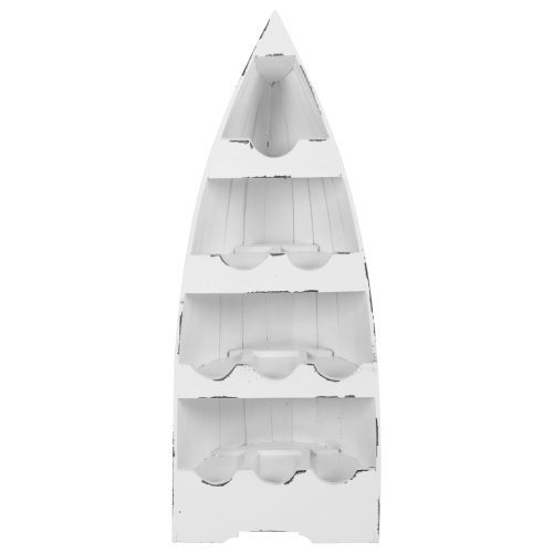 Suport de sticle vertical din lemn design barca nuanta alb antic 36x26x92.5 cm3