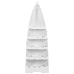 Suport de sticle vertical din lemn design barca nuanta alb antic 46x30x140 cm3