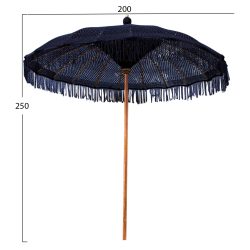 Umbrela rotunda macrame lemn nuanta negru 200x250 cm2