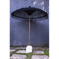 Umbrela rotunda macrame lemn nuanta negru 200x250 cm3