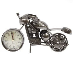 Decoratiune motocicleta cu ceas gri metalizat