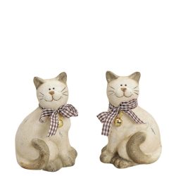 Figurina ceramica pisica crem 7x11 cm