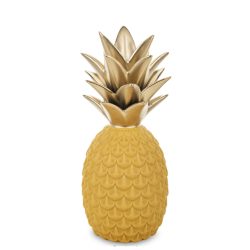 Decoratiune ceramica ananas galben auriu 29.5x13x13 cm