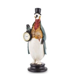 Figurina pinguin cu ceas Rossana Collection 36x11x11 cm
