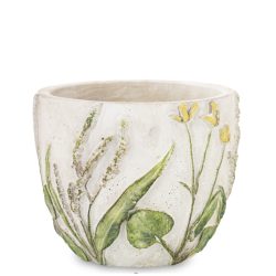 Ghiveci ceramica crem model flori de camp 10x12.5x12.5 cm