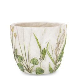 Ghiveci ceramica crem model flori de camp 13x14.5x14.5 cm