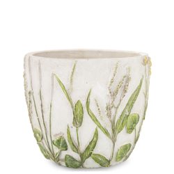 Ghiveci ceramica crem model flori de camp 14.5x16.5x16.5 cm