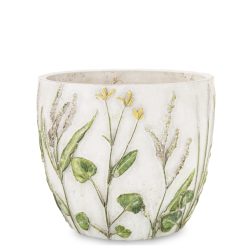 Ghiveci ceramica crem model flori de camp 16x18x18 cm