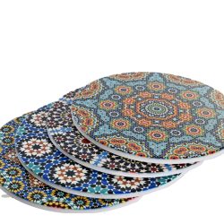 Coaster ceramic cu pluta model Mandala 20 cm2