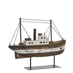 Decoratiune barca lemn antichizat 29x7x23 cm