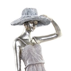 Figurina femeie cu bicicleta argintiu negru 27.5x9.5x34.5 cm2