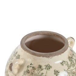 Vaza ceramica cu manere model frunze verzi aspect antichizat 21x20x16 cm2