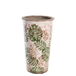 Vaza ceramica model floral aspect antichizat 14x14x25 cm