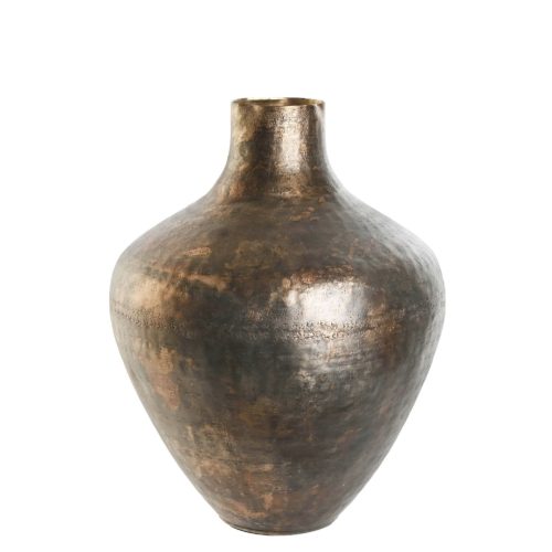 Vaza decorativa aluminiu auriu antichizat 31x41 cm
