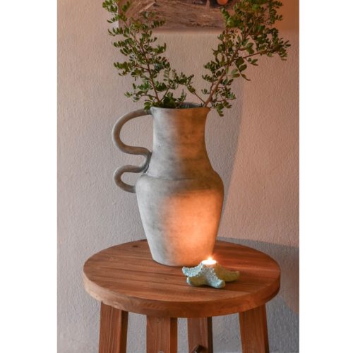 Vaza teracota cu maner gri antichizat 32x27x49 cm3