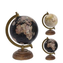 Decoratiune glob pamantesc baza lemn 12.5 cm