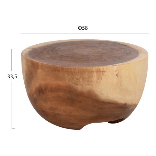 Masuta laterala Pompu lemn masiv de Suar natur 58x34 cm2