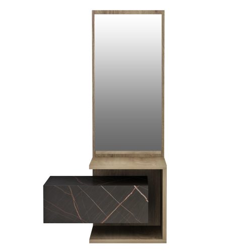 Mobilier hol cu oglinda Meara nuanta natur negru 49.1x31.3x90 cm3
