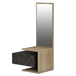 Mobilier hol cu oglinda Meara nuanta natur negru 49.1x31.3x90 cm4