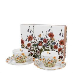 Set 2 cani cu farfurie pentru espresso 90 ml Wild Bird