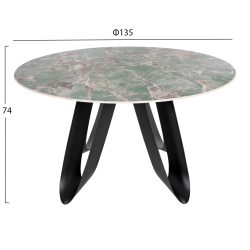 Set dining cu masa rotunda cu blat ceramic si 4 scaune nuanta gri verde petrol2