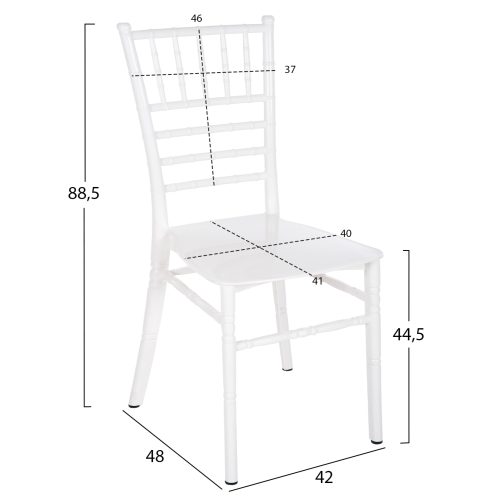 Scaun catering Tiffany alb lucios 41.2x49.7x89 cm2