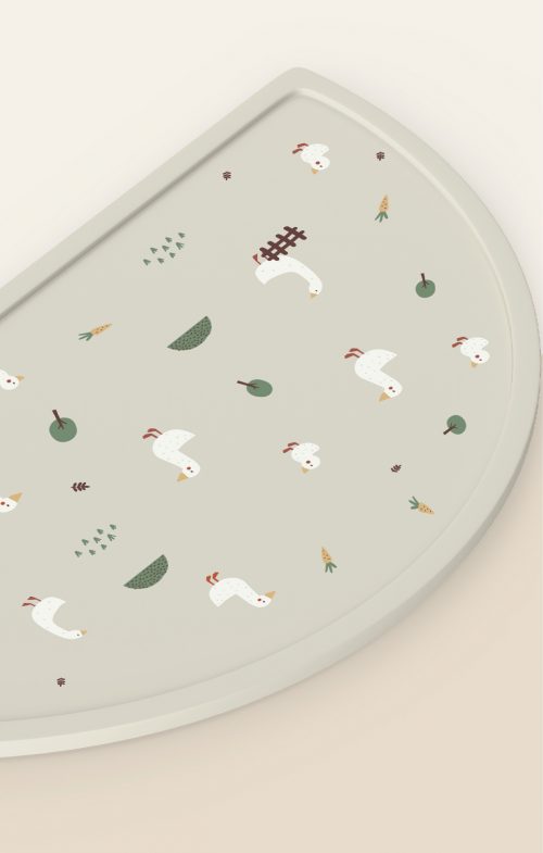 Covoras pentru diversificare, Din silicon, Fara BPA, forma semicirculara 45,5 cm si 23 cm, Goose Family - imagine 3