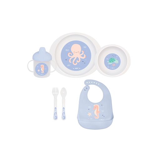 Set complet de masa, 6 piese,   Ocean Life   Blue