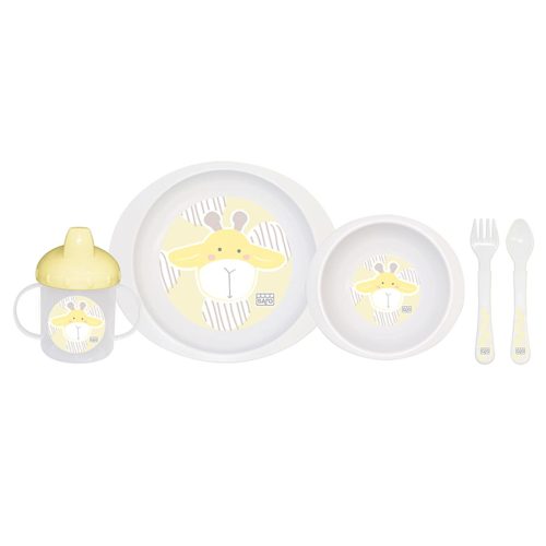 Set complet de masa, 5 piese,   Giraffe Party,   Mustard