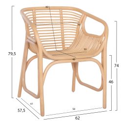 Fotoliu Mel din ratan nuanta natur 62x57.5x79.5 cm2