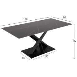 Masa dining Rubby blat din ceramica cadru metalic 180x90x77 cm2