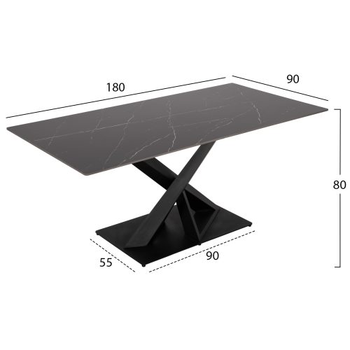 Masa dining Rubby blat din ceramica cadru metalic 180x90x77 cm - imagine 2