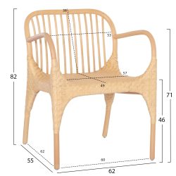 Scaun Gibon din ratan nuanta natur 62x55x82 cm2