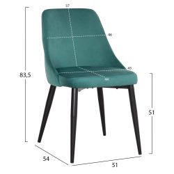 Scaun Serenity nuanta verde menta negru 51x54x83.5 cm2