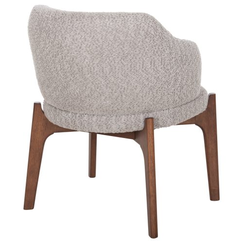 Scaun dining Abai lemn masiv tesatura boucle nuanta gri deschis maro 65x63x79 cm - imagine 8