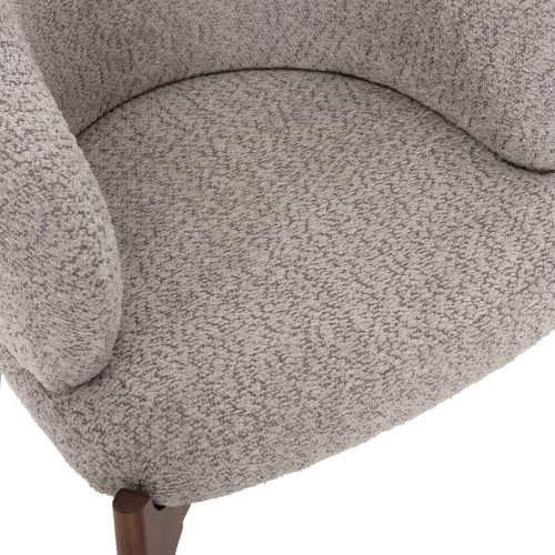 Scaun dining Abai lemn masiv tesatura boucle nuanta gri deschis maro 65x63x79 cm - imagine 5