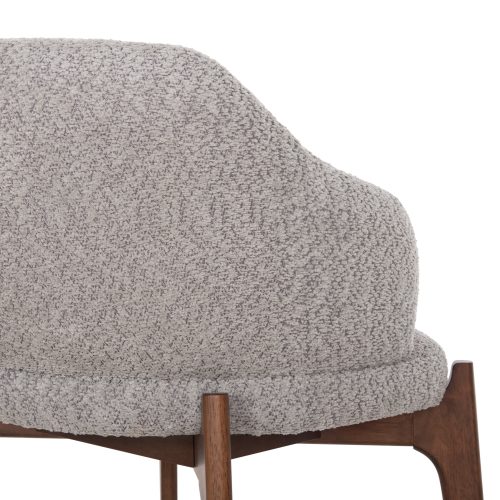 Scaun dining Abai lemn masiv tesatura boucle nuanta gri deschis maro 65x63x79 cm - imagine 4