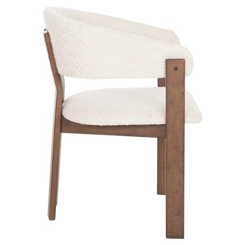 Scaun dining Zarra lemn masiv tesatura boucle nuanta ecru maro 55.5x59x81.5 cm - imagine 7