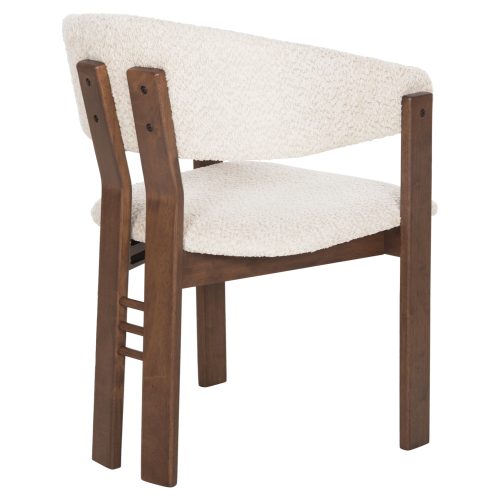 Scaun dining Zarra lemn masiv tesatura boucle nuanta ecru maro 55.5x59x81.5 cm - imagine 6