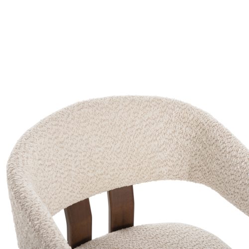 Scaun dining Zarra lemn masiv tesatura boucle nuanta ecru maro 55.5x59x81.5 cm - imagine 4