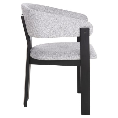 Scaun dining Zarra lemn masiv tesatura boucle nuanta gri deschis negru 55.5x59x81.5 cm - imagine 8