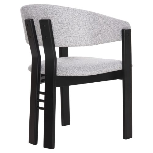 Scaun dining Zarra lemn masiv tesatura boucle nuanta gri deschis negru 55.5x59x81.5 cm - imagine 7