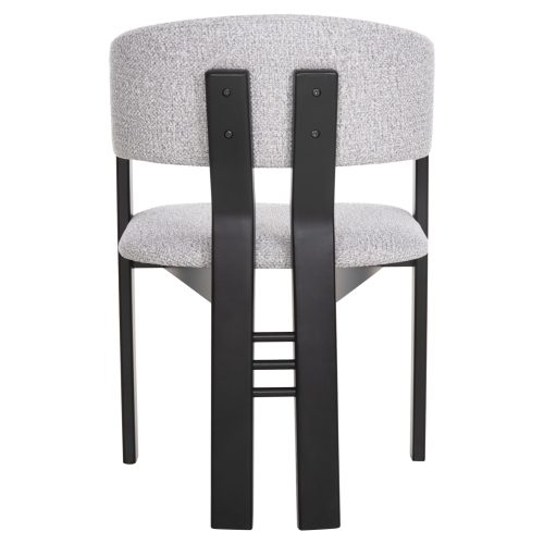 Scaun dining Zarra lemn masiv tesatura boucle nuanta gri deschis negru 55.5x59x81.5 cm - imagine 6