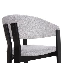 Scaun dining Zarra lemn masiv tesatura boucle nuanta gri deschis negru 55.5x59x81.5 cm8