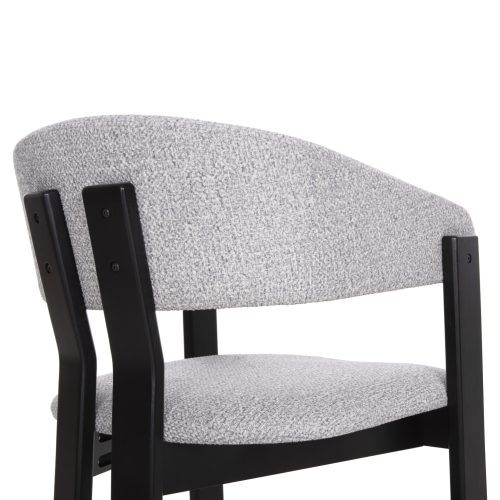 Scaun dining Zarra lemn masiv tesatura boucle nuanta gri deschis negru 55.5x59x81.5 cm - imagine 4