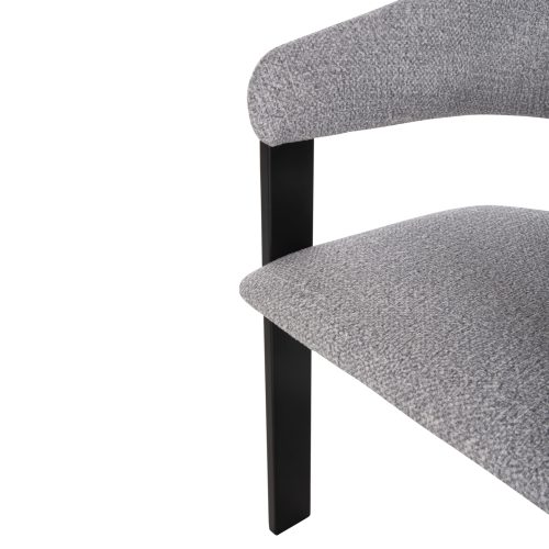 Scaun dining Zarra lemn masiv tesatura boucle nuanta gri deschis negru 55.5x59x81.5 cm - imagine 3