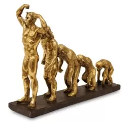 Figurina metalica Human Evolution auriu 26x33x9 cm