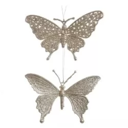 Ornament fluture sclipici auriu 16×10 cm