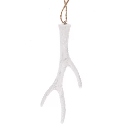 Ornament agatatoare coarne albe 14.5x6.5 cm